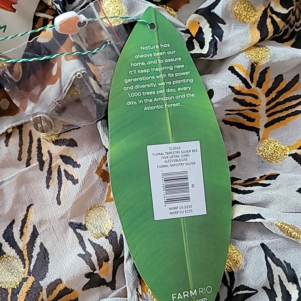 Farm Rio  Floral Tapestry Embroidered Bishop-Sleeve Blouse - Picture 9 of 10